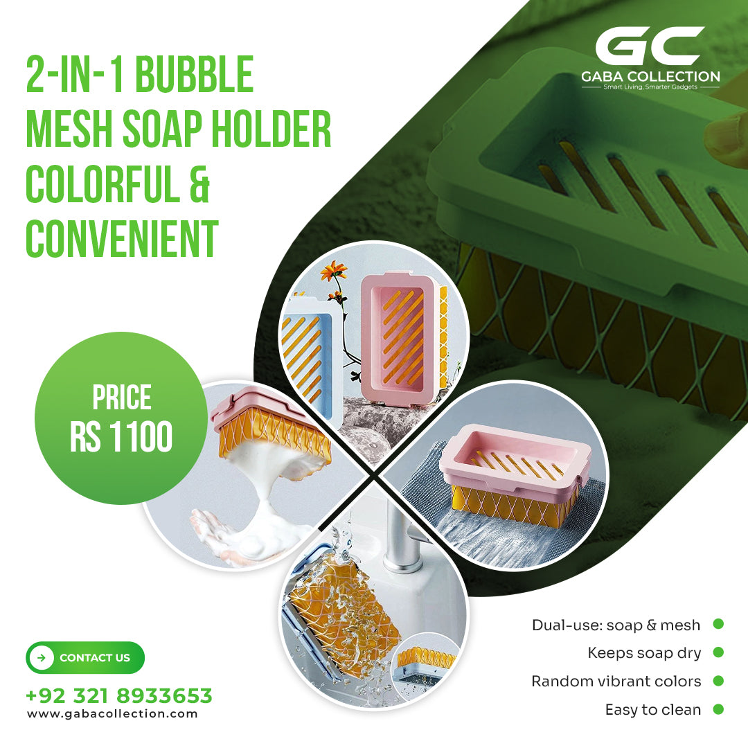 "Colorful 2-in-1 Bubble Mesh Soap Holder - Dual-function mesh pouch for easy lathering and mess-free soap storage, perfect for vibrant bathroom décor."