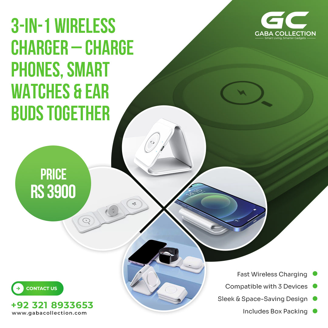 "3-in-1 Fast Wireless Charger – Charge Phones, Smartwatches & Earbuds Together | Sleek Design, Quick Power for Home & Office | Fast, Efficient, Space-Saving Charging Solution"
