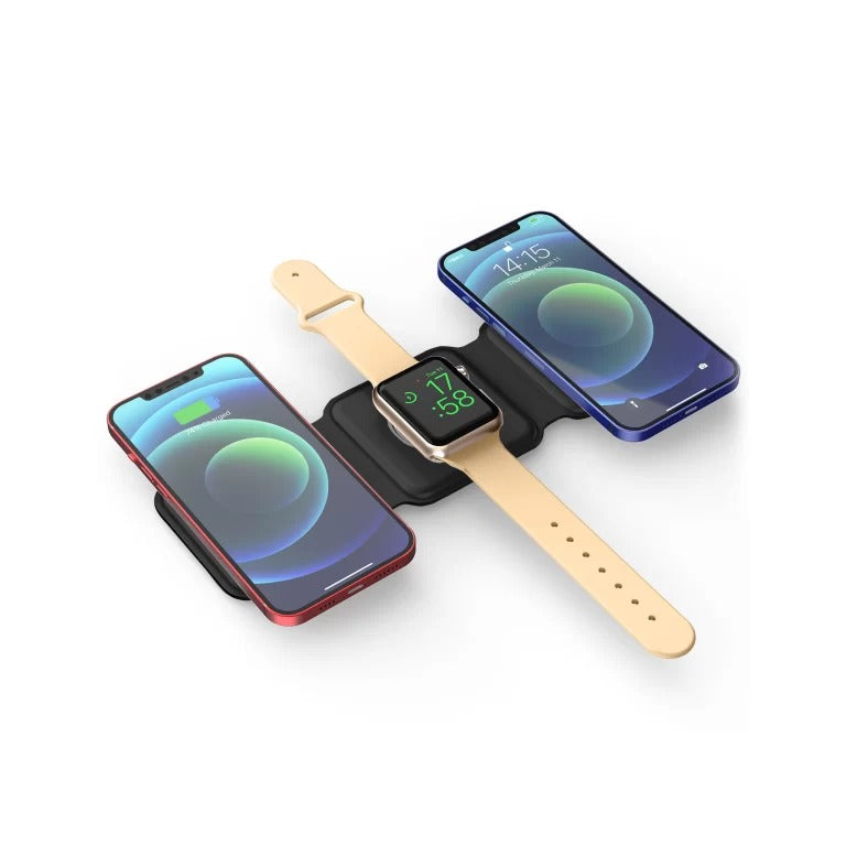 "3-in-1 Wireless Charging Station – Fast Charge Phones, Smartwatches & Earbuds | Compact & Stylish Design for Home & Office Efficiency"