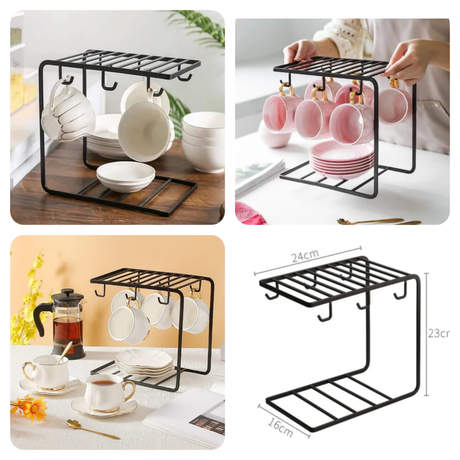 "Durable Metal Mug Stand – Space-Saving Kitchen Organizer, Stylish Display for Mugs, High-Quality Metal Construction, Holds Multiple Mug Sizes, Ideal for Small Kitchens, Easy to Assemble and Clean, Modern Design for Contemporary Kitchen Décor"