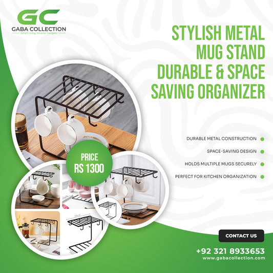 "Durable Metal Mug Stand – Space-Saving Kitchen Organizer, Stylish Display for Mugs, High-Quality Metal Construction, Holds Multiple Mug Sizes, Ideal for Small Kitchens, Easy to Assemble and Clean, Modern Design for Contemporary Kitchen Décor"