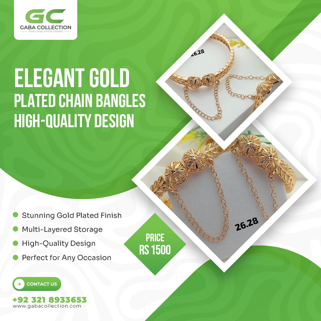 Close-up of luxury gold plated chain bangles, featuring a stylish and elegant design perfect for any occasion.