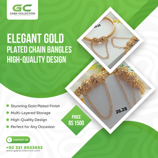 Close-up of luxury gold plated chain bangles, featuring a stylish and elegant design perfect for any occasion.