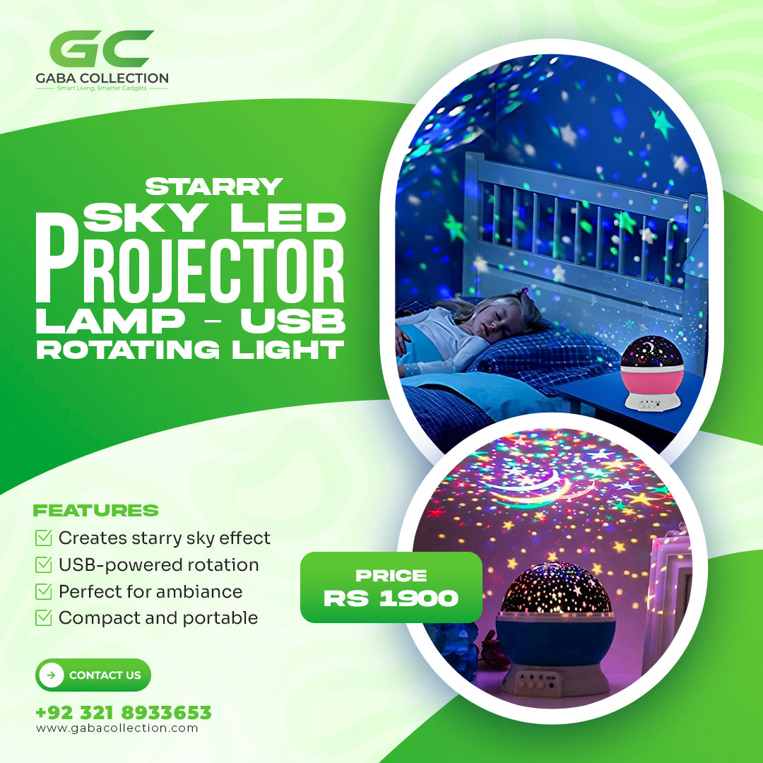"Enchanting Starry Sky LED Projector Lamp - USB-Powered Rotating Night Light for Relaxation & Ambiance | Create a mesmerizing night sky effect with this versatile projector lamp, perfect for home decor and ambiance."