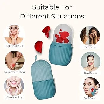 "Facial Silicone Ice Roller – Skin Care Tool for Contouring, Lifting, and Acne Relief | Reusable, Cooling Ice Roller for Tightening Skin and Reducing Inflammation | Perfect for a Relaxing Skin Treatment"
