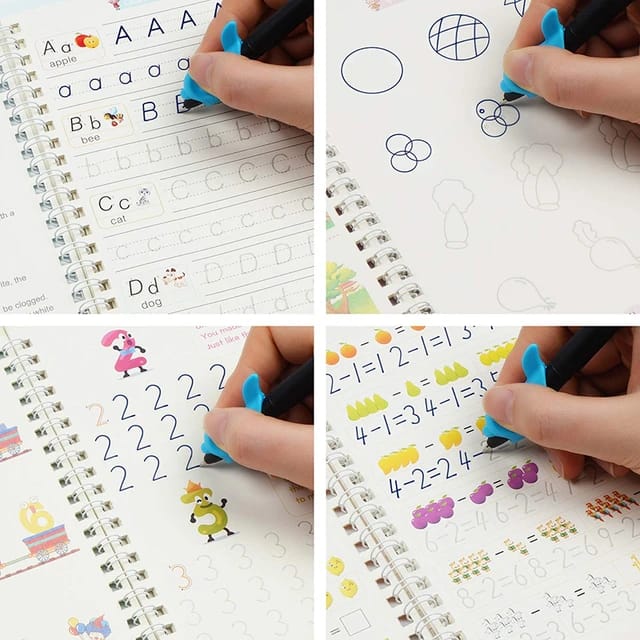 Complete Magic Book Set for Handwriting Practice: 10 Refills, Pen & Gripper