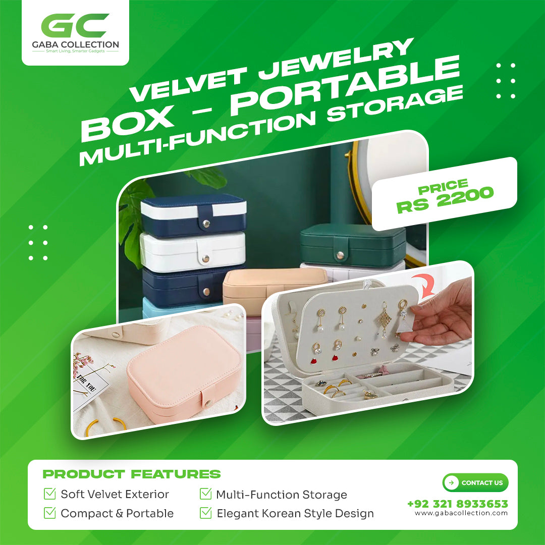 "Velvet Jewelry Box – Elegant and Portable Organizer for Rings, Earrings, and Necklaces | Secure Travel Storage with Multiple Compartments for Accessories"