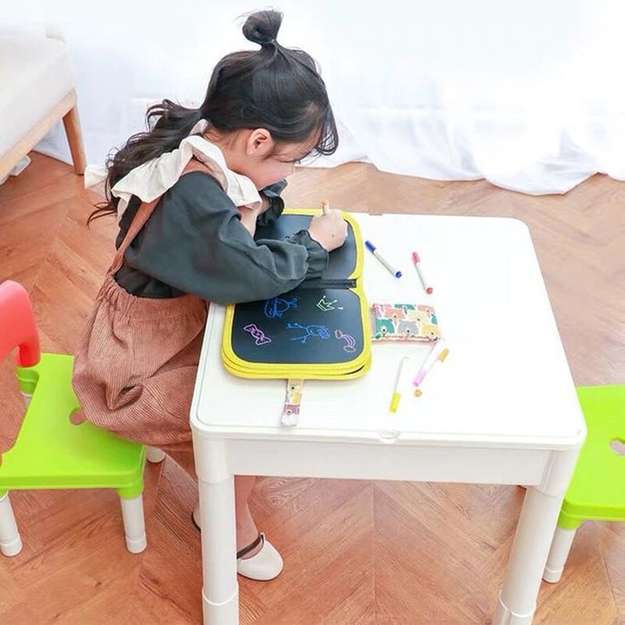 "Mess-free erasable doodle book with reusable pages, designed to encourage creative drawing and learning for kids."