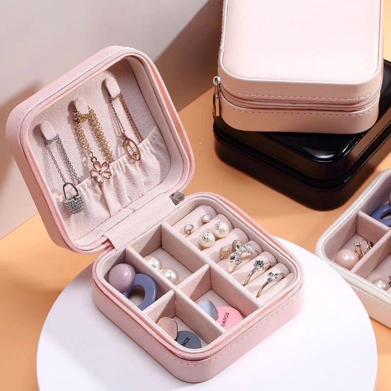 "Mini Travel Jewelry Organizer – Secure, Durable Storage for Rings, Earrings & Necklaces | Compact, Portable Design for On-the-Go Use"