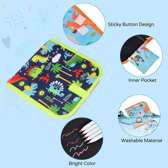 "Creative doodle book for kids with erasable, reusable pages, perfect for mess-free drawing and endless fun."