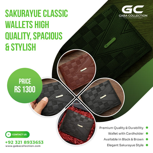 SAKURAYUE Classic Wallet – High Quality, Spacious, and Stylish Wallet in Black & Brown. Features premium materials, multiple compartments for cash and cards, and a sleek, slim design. Available in elegant black and classic brown colors for versatile use in both casual and formal settings.