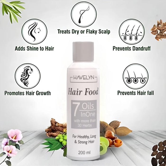 "Hair Food: 7 Oils in One Nourishing & Strengthening Formula for Healthy, Shiny Hair | Ultimate Hair Repair & Moisture Booster – Promotes Hair Strength, Shine, and Deep Hydration with Argan, Coconut, Jojoba, Olive, Castor, Almond, and Grapeseed Oils"