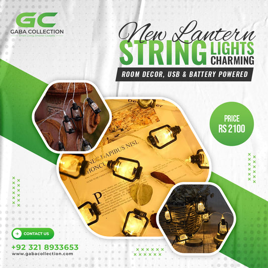 "Versatile Lantern String Lights featuring 10 elegantly designed lanterns per string, powered by battery and USB for ultimate convenience. These lights emit a warm glow, ideal for enhancing decor in various settings such as gardens, patios, or indoor spaces. Perfect for creating a cozy atmosphere for events or everyday use."