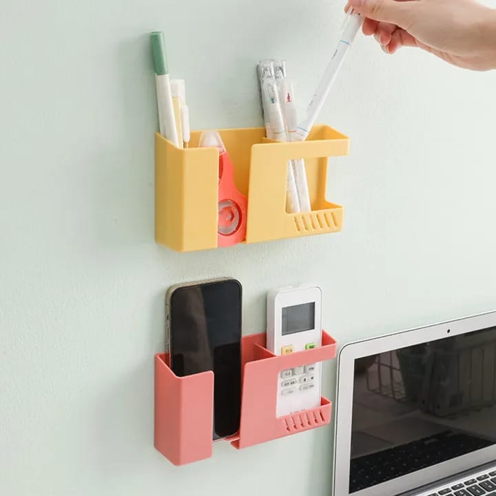 "Wall Mounted Mobile Phone Holder with Charging Stand, featuring a multi-functional rack shelf and storage box for organizing devices, keys, and essentials. Stylish design enhances any decor while providing a convenient charging solution."
